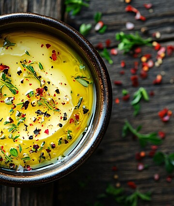 Savory cowboy butter with herbs and pepper flakes, perfect for enhancing grilled meats.