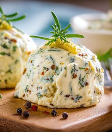 Savory herbed butter domes with rosemary for a gourmet and flavorful culinary experience.