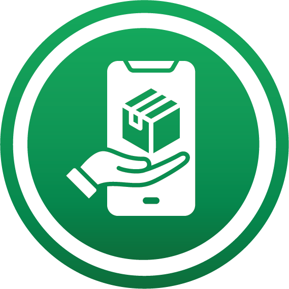Smartphone with a delivery package icon representing online shopping convenience.
