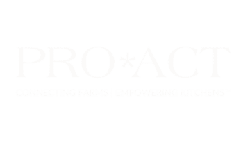Modern PRO*ACT logo uniting farms and kitchens for sustainable food systems.