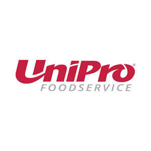 Bold UniPro Foodservice logo in red and gray, reflecting professionalism in food distribution.