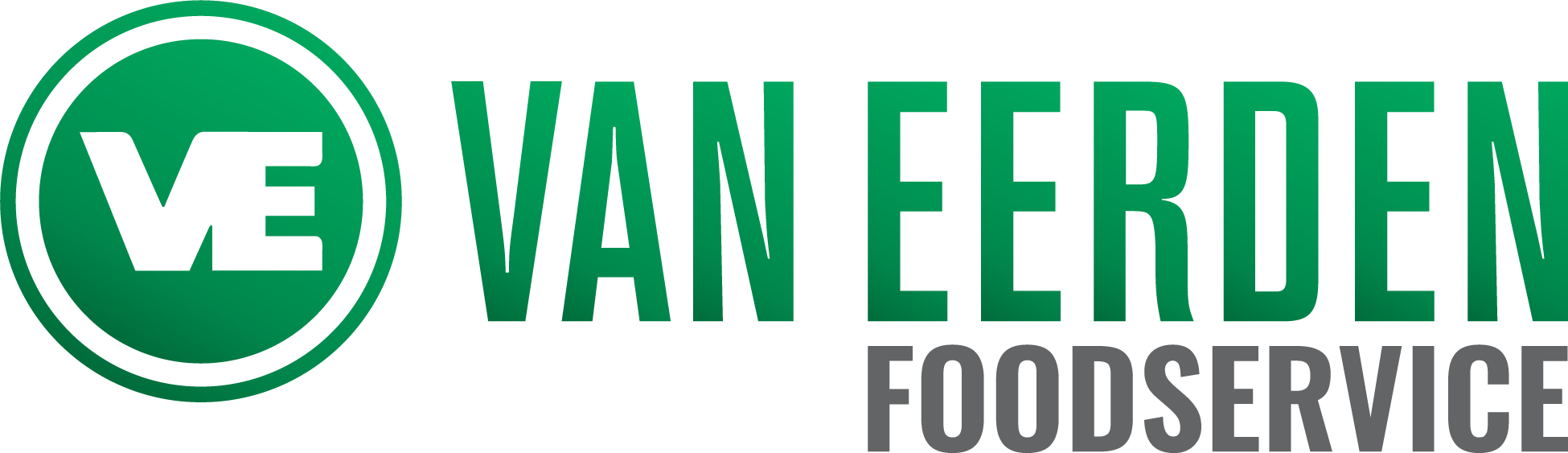 Modern logo for Van Eerden Foodservice featuring green hues and stylized initials VE.