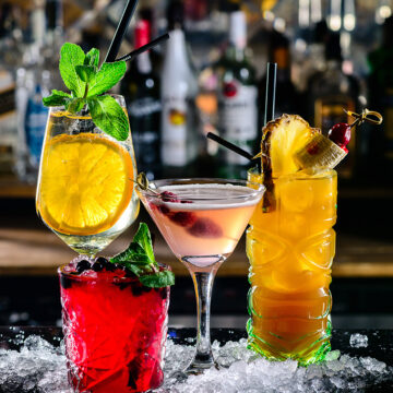 Vibrant cocktails showcase refreshing flavors for a lively bar experience.