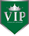 Sleek green and silver VIP badge with crown, symbolizing exclusivity and luxury.